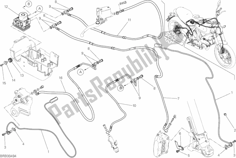All parts for the Antilock Braking System (abs) of the Ducati Scrambler Urban Enduro Thailand USA 803 2015